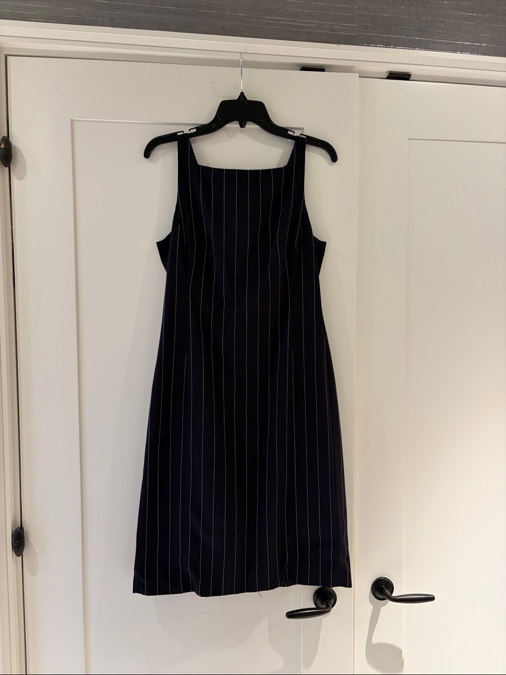 Theory Sleeveless Navy Pinstripe Dress